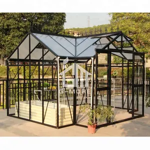 T-shaped Aluminum frame Glass/polycarbonate panels outdoor Orangerie garden Greenhouse