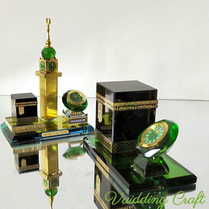 Bộ Sưu Tập Pha Lê Hồi Giáo Mô Hình <span class=keywords><strong>Kaaba</strong></span> Pha Lê Với Đồng Hồ Trên Kính - Product Image 1