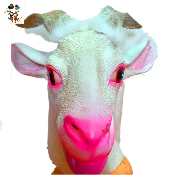 Disfraz de fiesta de Halloween, mascarilla de látex con cabeza de cabra, HPC-3513
