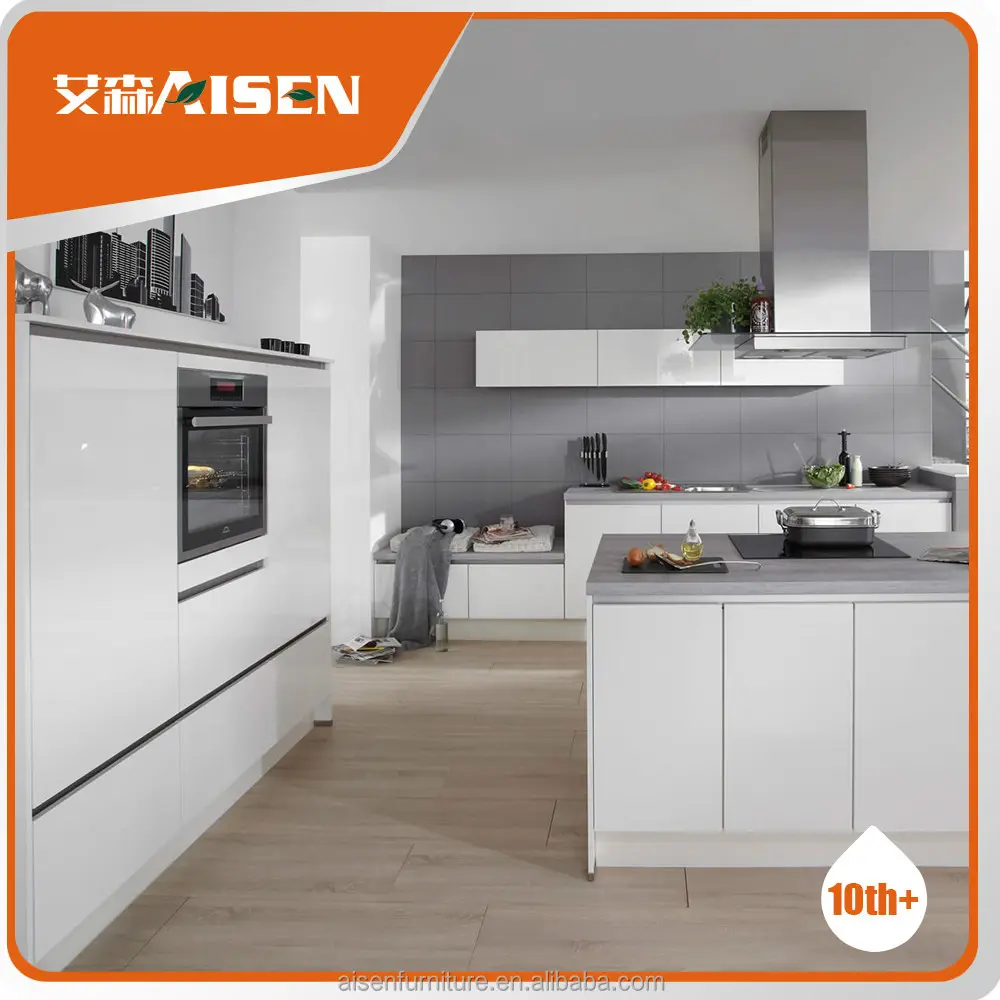 Fácil de instalar branco cor de laca de cozinha série de gabinete