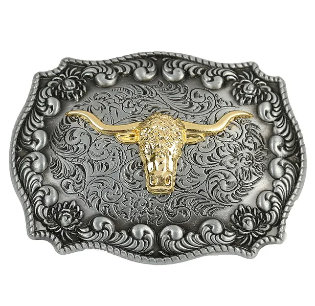 40mm bull head two colors 3D western belt buckle vintage,custom 3D belt buckle vintage