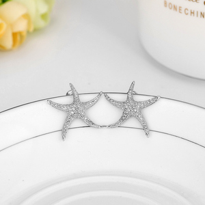LUOTEEMI Nuovo Modo Stock Donne di Arrivo di Lusso Pieno Sparkling Cubic Zirconia Micro Pavimentato <span class=keywords><strong>Stella</strong></span> Stelle Marine Della Vite Prigioniera <span class=keywords><strong>Orecchini</strong></span> In Oro Bianco - Product Image 4