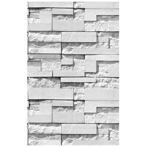 Papel tapiz texturizado de piedra de ladrillo blanco marfil realista natural vintage 3D para tienda Papel tapiz de ladrillo en relieve tridimensional