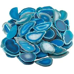 Großhandel natürliche blaue Achat Kristall Geode Slice Untersetzer Kristall Achat Steins ch eiben