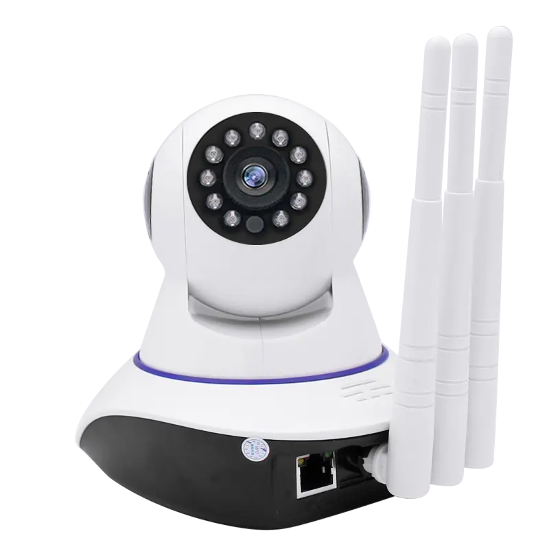 Kamera CCTV Cerdas HD 2 MP, kamera nirkabel dengan tiga antena penglihatan malam lensa Alarm Sensor CMOS Data kartu SD P2P 960p 1080p