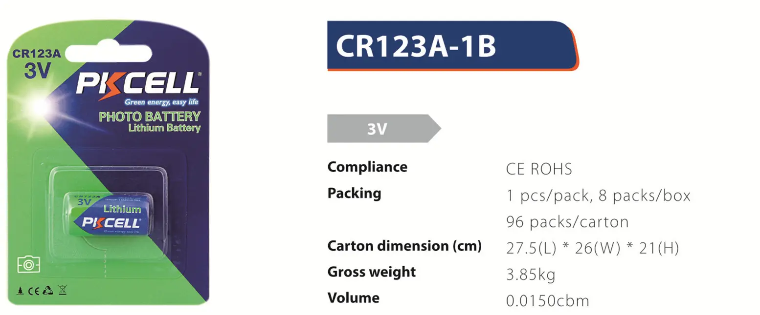 Bateria não recarregável do íon do lítio do cr123a 3v 1500mah para baterias grandes da câmera