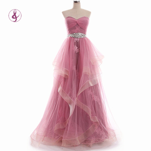 RSM6673 Real correa moldeada larga de múltiples capas de volantes vestido de fiesta 2016 nueva moda vestido de fiesta vestido de - Product Image 1
