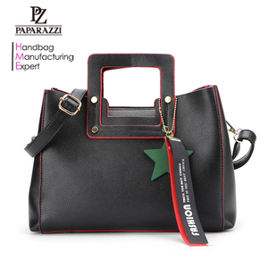 8592 Nhà Máy Myanmar Miễn Phí Thuế Quan OEM Lady PU Leather Shoulder Bag Hợp Đồng Cạnh Màu Trang Trí Sao Công Suất Lớn Túi Xách Nữ - Product Image 6