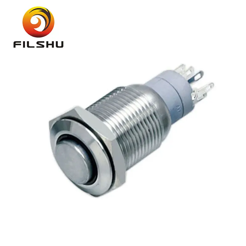 16mm impermeable botón pulsador 6V/12V/24V/36V LED anillo de luz interruptor de metal