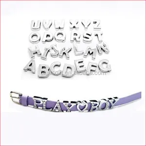 Blues OEM Đặt Hàng Tự Làm Kim Loại Rhinestone Hollow Out Slider Letters Charms Thông Qua 8 Mét 10 Mét Dây Đeo Cổ Tay