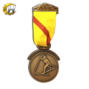 Calidad premium acabado medalla de esquí medalla con el logotipo en relieve con <span class=keywords><strong>la</strong></span> cinta - Product Image 1