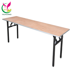YC-T38 Folding Lacquer Plywood Rectangular <strong>Table</strong> with Aluminum edge and non-fallout rubber <strong>adjustable</strong> leg studs - Product Image 1