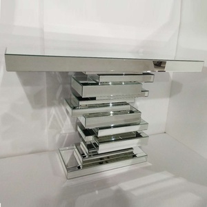 Mesa de consola de plata brillante con espejo de diamante Crush, cristal biselado - Product Image 6