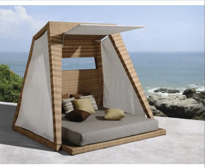 Chaise longue de salon en osier, mobilier d'extérieur pour plage et jardin