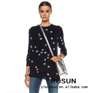 Китай производитель звезды шаблон дамы длинный пуловер вязание трикотаж свитер