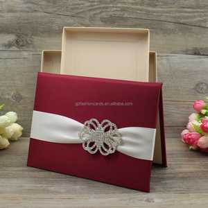 Couverture rigide en soie <span class=keywords><strong>bordeaux</strong></span>, Invitations de mariage, couleur chair, grand format - Product Image 2