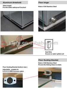 Puerta de ducha sin marco abierta deslizante rectangular moderna, recintos de perfiles de aluminio prefabricados baratos, vidrio templado para <span class=keywords><strong>duchas</strong></span> pequeñas - Product Image 5