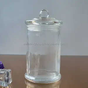 Transparente uso en el hogar almacenamiento tipo medio tarro de vidrio bote de vidrio para dulces, té, vela de Bengbu Cattelan cristalería