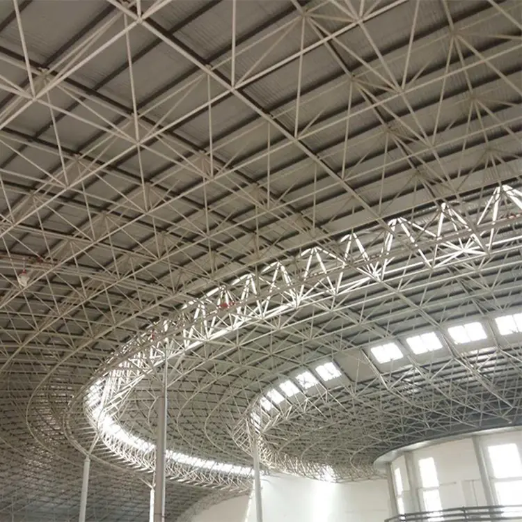 curved roof design structural steel shed exhibition arch steel space frame roofing