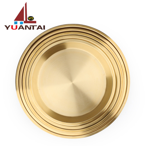 Plateau rond en or et <span class=keywords><strong>cuivre</strong></span> en acier inoxydable, 1 pièce, prix d'usine, plateau de nourriture pour équipement de mariage - Product Image 3