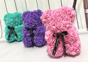 Per sempre Rosa Teddy Bear Faux Del Fiore della Rosa Teddy Bear <span class=keywords><strong>Regalo</strong></span> di Laurea di San Valentino <span class=keywords><strong>Regalo</strong></span> <span class=keywords><strong>Fidanzata</strong></span> <span class=keywords><strong>Regalo</strong></span> di <span class=keywords><strong>Anniversario</strong></span> 25 centimetri con la scatola - Product Image 2