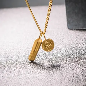 Cápsula píldora estilo europeo y americano simple moda pareja puede desatornillar amor antídoto colgante collar fábrica de joyas de moda - Product Image 5