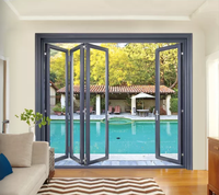Portes coulissantes pliantes en aluminium et verre triple pour balcon et terrasse, design Euro