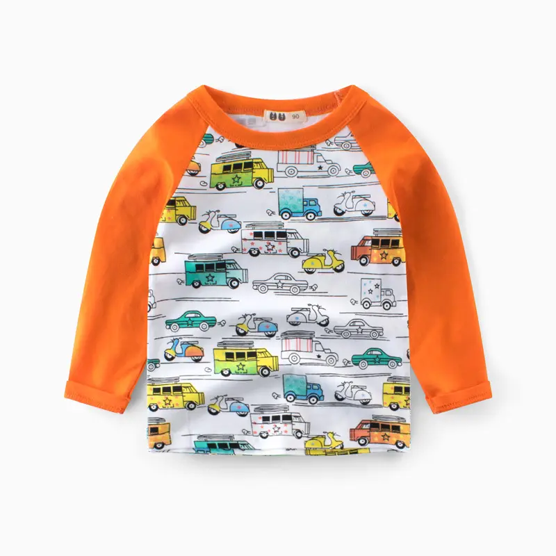 हाओ बच्चे शरद ऋतु बच्चों के कपड़े लंबे बाजू की टी शर्ट बच्चे Bottoming शर्ट लड़का कपड़े पूर्ण मुद्रित कारों की शर्ट