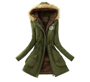 Coldker Womens Warm <strong>Fur</strong> Collar Long Coat <strong>Hooded</strong> Slim Winter Parka Outwear <strong>Jacket</strong> - Product Image 1