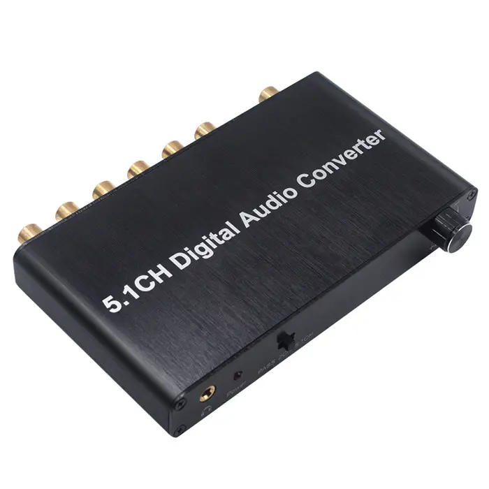 Convertidor de Audio Digital DAC 5,1 canales, decodificador de 192kHz Coaxial / Toslink a 2,0 canales, salida Jack analógica de 3,5mm con Control de volumen