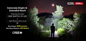 Klarus G20L mạnh mẽ dẫn tìm kiếm ánh sáng dẫn USB sạc Torch 3000 lumens chuyển đổi kép 26650 Pin đèn pin - Product Image 2