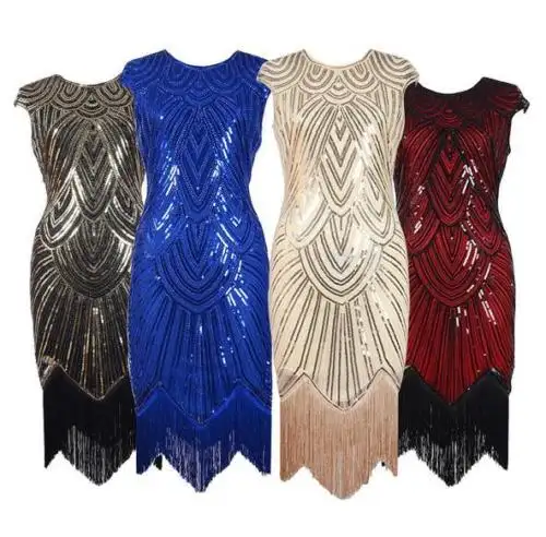 Ladies 1920 Vintage Great Gatsby Dress Party Anniversary Dress Flapper Costume Sequin Gatsby 20 s Fancy Dresses
