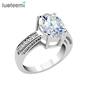 LUOTEEMI – bagues de mariage de Couple, bijoux de mode, une coupe ovale, Zircon CZ Vintage CZ, bagues de fiançailles - Product Image 1