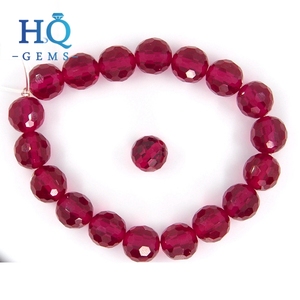 HQ Đá Quý 10mm đầy đủ lỗ tổng hợp <span class=keywords><strong>Ruby</strong></span> Mặt <span class=keywords><strong>ruby</strong></span> hạt Giá Bóng đầy đủ khoan lỗ hạt - Product Image 3