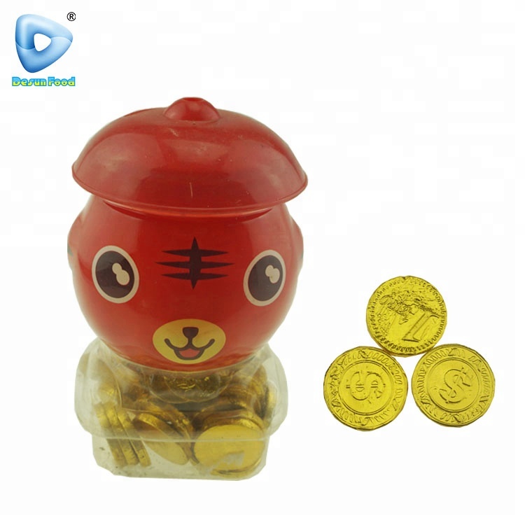 Высококачественная Золотая шоколадная монета в баночке с животными