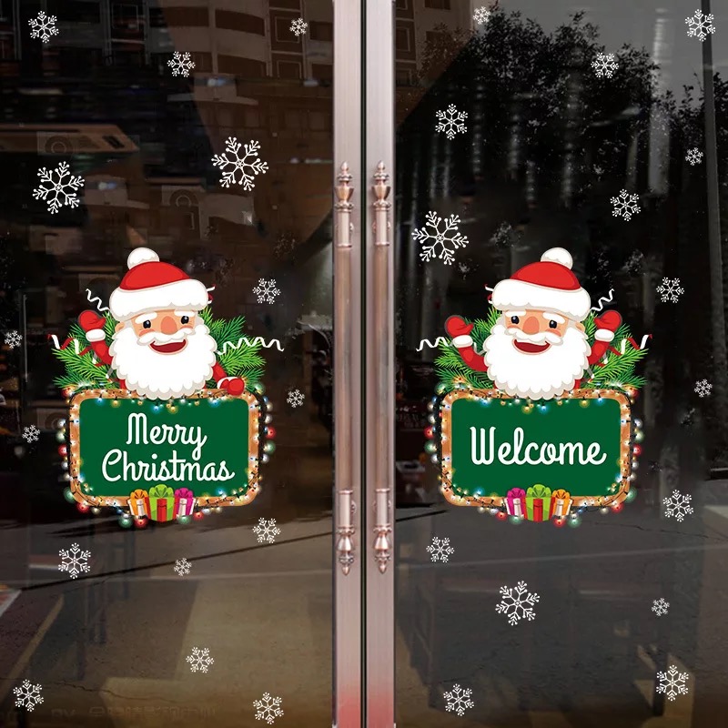 Недорогие рождественские наклейки из ПВХ на заказ для украшения рождественских наклеек на окна