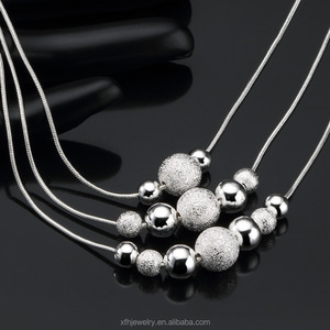 Último diseño de la venta al por mayor 925 plata esterlina <span class=keywords><strong>marcasita</strong></span> collar con tres cadenas de bola de plata - Product Image 5