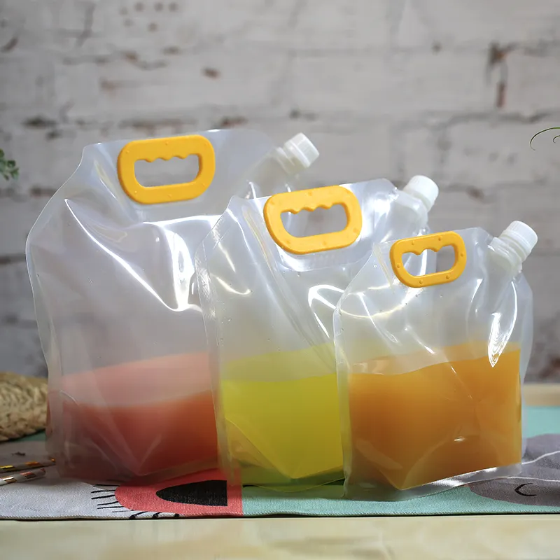 Bolsa transparente personalizada para líquidos, bolsa de plástico para bebidas con boquilla