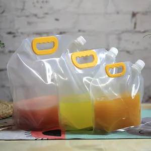 Tas Kantong Cerat Cairan Transparan Kustom Kantong Plastik Minuman Berdiri dengan Cerat