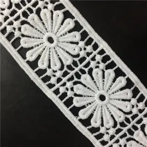 Newly design lace trim embroidery white crocheted lace for decoration