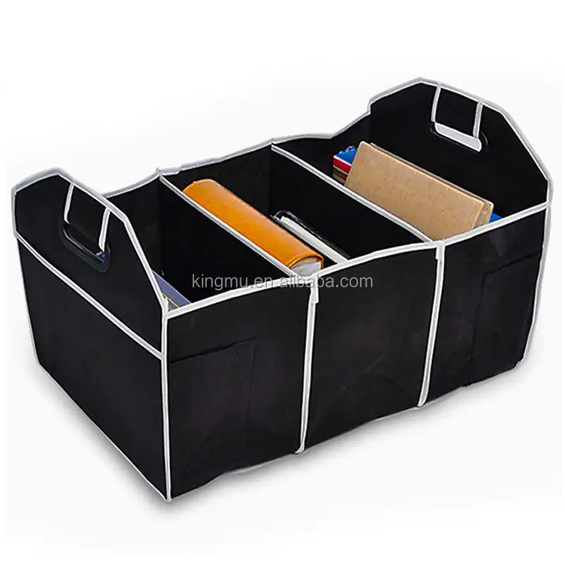 Zwart Extra Grote Kofferbak Organizer met 3 Compartimenten/Auto Multi-Pocket Organisator Grote Capaciteit Vouwen Opbergtas