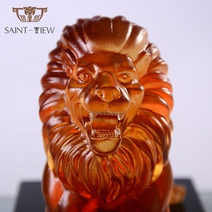 Figurine de Lion en verre cristal, art créatif, Statue d'animaux sauvages, décoration de maison - Product Image 2