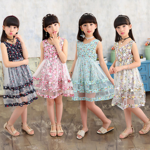 Nuevo Vestido de Verano para Niñas de 120-160 cm, Estilo Princesa con Estampado Floral, 2018 - Product Image 5