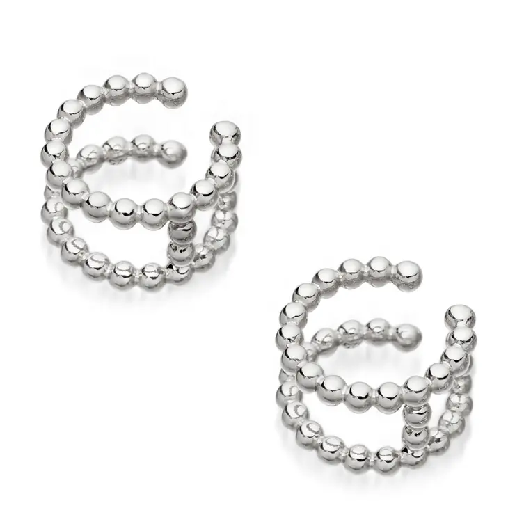 Gemnel 925 Sterling Silber vergoldet Frauen benutzer definierte Perlen Ohrringe Doppel ohr manschette