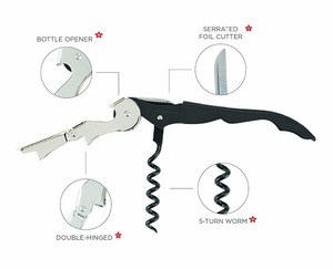 Multifuncional plegable camarero doble con bisagras sacacorchos <span class=keywords><strong>cerveza</strong></span> botella de vino abridor - Product Image 4