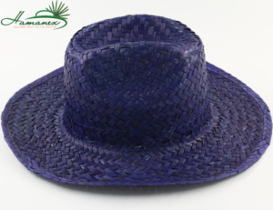 หมวกหญ้าทะเลสีฟ้าปรับแต่งได้แบบไม่ซ้ำใครสไตล์คาวบอยถักลายต้นปาล์มฟาง - Product Image 1
