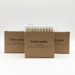 Prezzo a buon mercato eco-friendly bastoncini di cotone di bambù bastone di legno 100pcs dell'orecchio della sfera di pulizia - Product Image 5