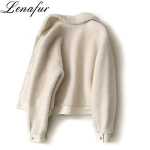 فتاة شابة أزياء أسود بيج الأخضر الداكن الضأن الفراء Shearling منفذها سترات - Product Image 2
