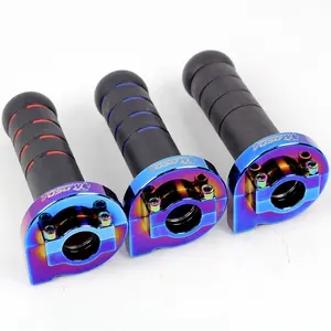 High Quality CNC Aluminum Color Titanium Alloy Rubber 22mm Handle Grips for Motorcycle and E-bikes