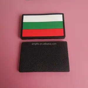 Bulgaria Flag Patch Label, kustom Negara Flag Lembut PVC Pakaian Patch, Bulgaria